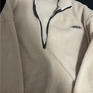 Cream Quarter-Zip Fleece Pullover